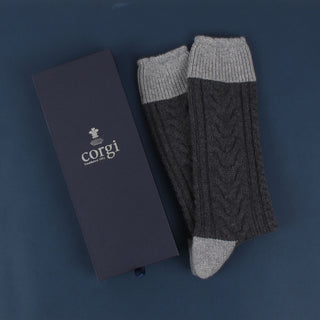 Men's Handmade Cashmere Fan Cable Sock