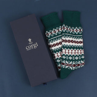 Men's Forest Nordic Fair Isle Cashmere & Cotton Socks