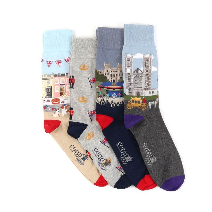 Men's 4-Pair Coronation Cotton Sock Gift Box - Corgi Socks