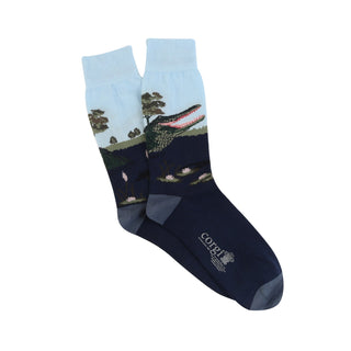 Men's Alligator Scene Cotton Socks - Corgi Socks