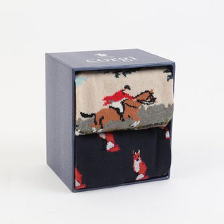 Men's Country Fox 2-Pair Cotton Gift Box - Corgi Socks