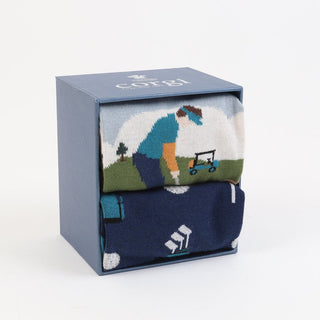 Men's Hole in One 2-Pair Cotton Gift Box - Corgi Socks