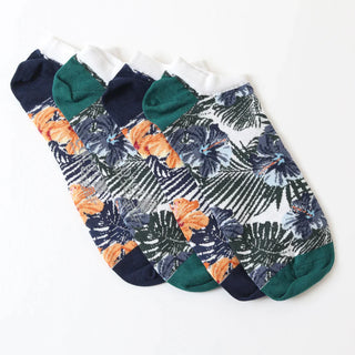 Men's Low Cut Hibiscus Flower Cotton Socks - Corgi Socks