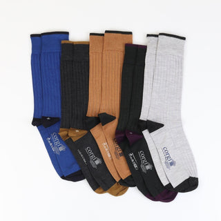 Men's Luxury Contrast Tip, Heel & Toe Cashmere & Silk Socks - Corgi Socks