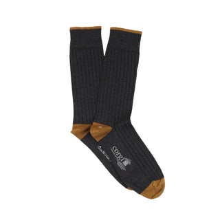 Men's Luxury Contrast Tip, Heel & Toe Cashmere & Silk Socks - Corgi Socks