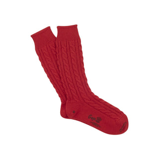 Men's Luxury Hand Knitted Prince of Wales Cable Pure Cashmere Socks - Corgi Socks