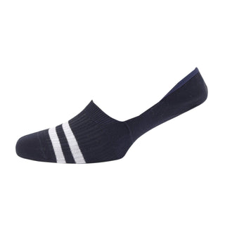 Men's navy Mercerised Cotton Invisible Sports Stripe Socks - Corgi Socks