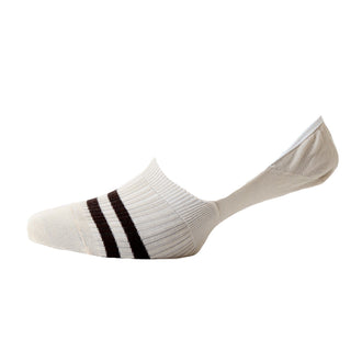 Men's cream Mercerised Cotton Invisible Sports Stripe Socks - Corgi Socks