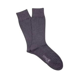 Men's Grey Rib Cotton Socks - Corgi Socks