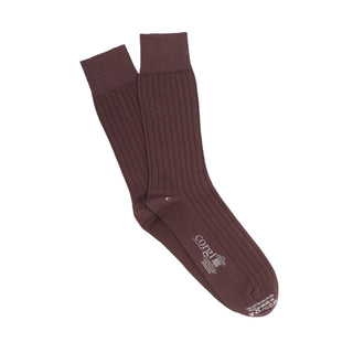 Men's Brown Rib Cotton Socks - Corgi Socks