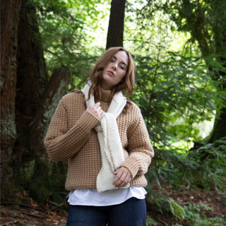Women's Waffle Knit Chunky Roll Neck Sweater