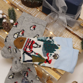 Women's Christmas Penguin 2-Pair Gift Box