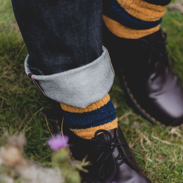 Men's Rugby Stripe Donegal Wool Socks