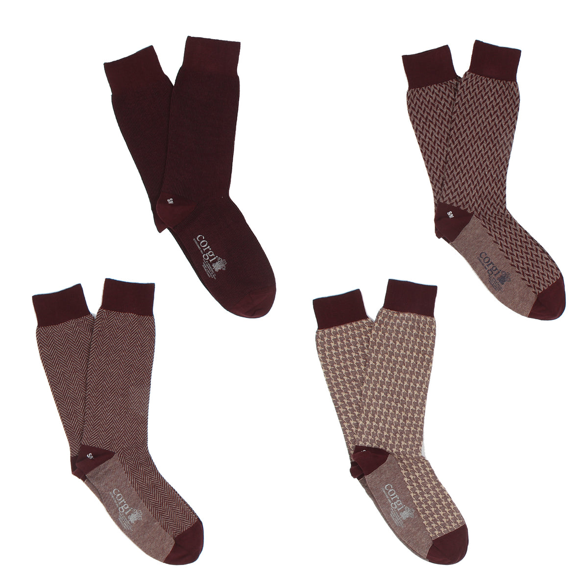 Men's 4-Pair Brown Dress Socks