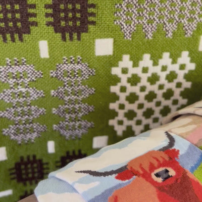 Socks with a highland cow design