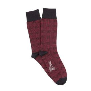 Men's Tartan Cashmere Blend Socks Wine