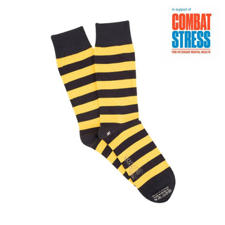 Queen's Own Yeomanry Regimental Striped Cotton Socks - Yellow and Navy Corgi Socks