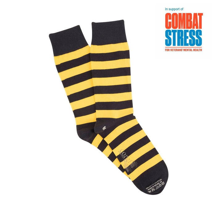 Queen's Own Yeomanry Regimental Striped Cotton Socks - Yellow and Navy Corgi Socks