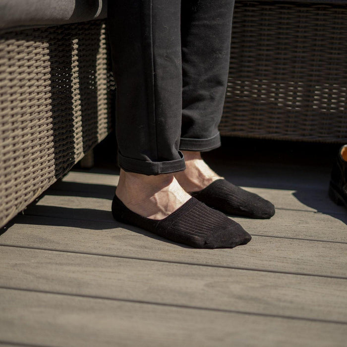 mens Black Rib Mercerised Cotton Invisible Socks - Corgi Socks