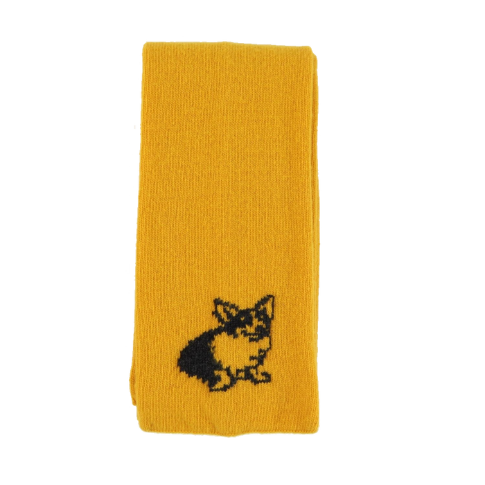 Corgi dog motif scarf in gold
