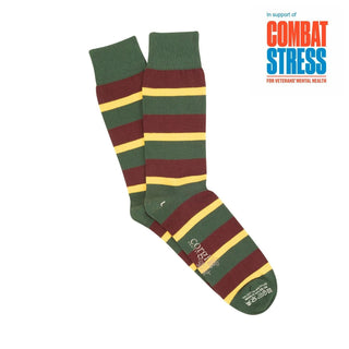 Royal Dragoon Guards Regimental Striped Cotton Socks - Green, yellow and burgundyCorgi Socks