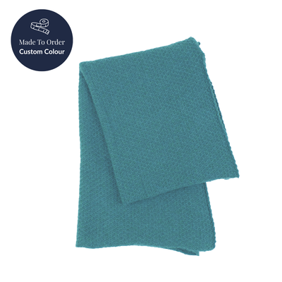 Teal fabric wrap with 'Made To Order Custom Colour' label on a white background