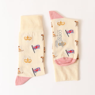 Women's Coronation Mini Icon Cotton Socks - Corgi Socks