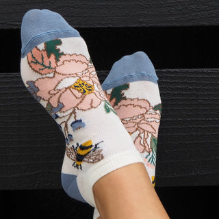 Women's Low Cut Blooms & Bees Cotton Socks - Corgi Socks