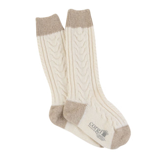 Women's Luxury Hand Knitted Multi Cable Pure Cashmere Socks - Corgi Socks