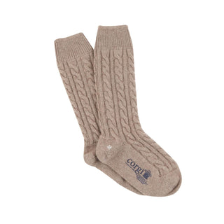 Women's Luxury Hand Knitted Prince of Wales Cable Pure Cashmere Socks - Corgi Socks