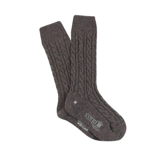 Women's Luxury Hand Knitted Prince of Wales Cable Pure Cashmere Socks - Corgi Socks