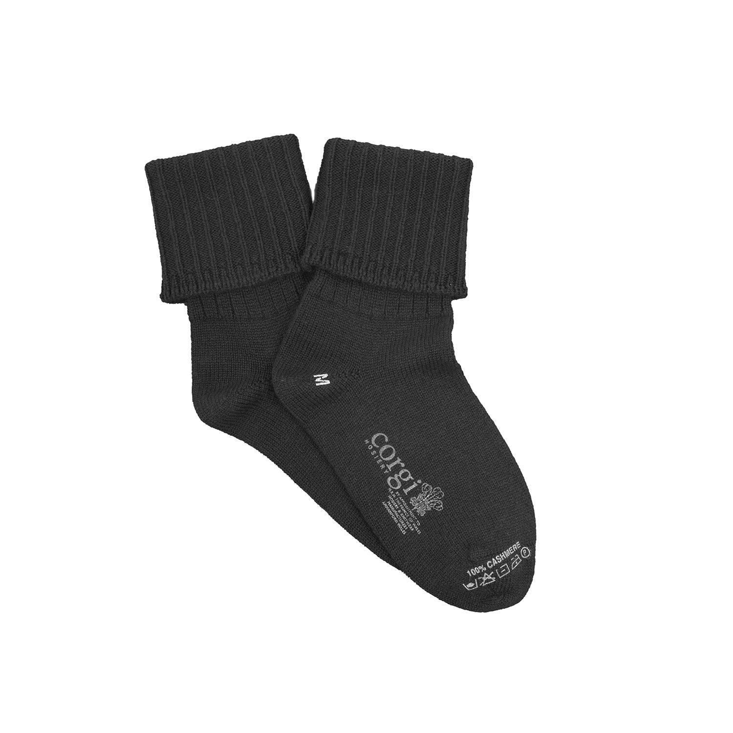 Black sock with brand logo on a white background
