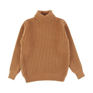 Women's Waffle Knit Chunky Roll Neck Sweater