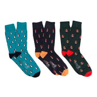 Men's Festive Patterned 3-Pair Gift Box
