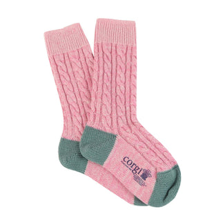 Women's Handmade Cable Marl Cashmere & Cotton Socks