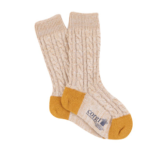 Women's Handmade Cable Marl Cashmere & Cotton Socks