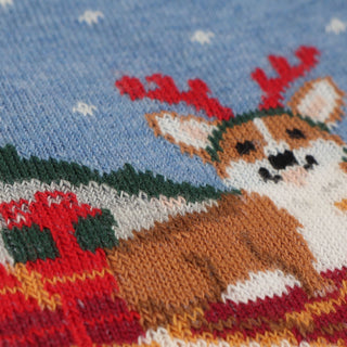 Children's Christmas Sledging Corgi Cotton Socks